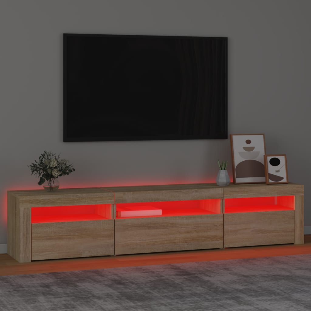 Meuble TV avec lumières LED Chêne sonoma 195x35x40 cm - XIOS