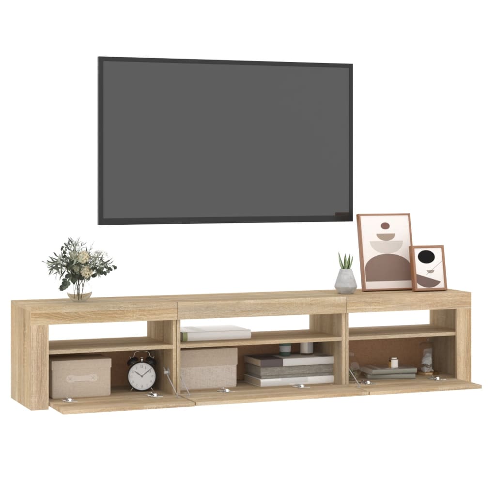 Meuble TV avec lumières LED Chêne sonoma 195x35x40 cm - XIOS