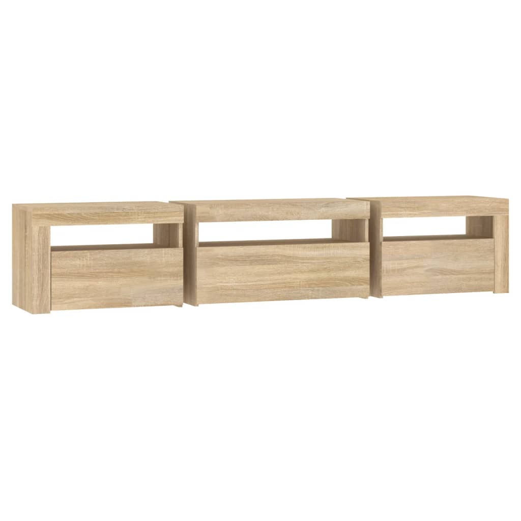 Meuble TV avec lumières LED Chêne sonoma 195x35x40 cm - XIOS