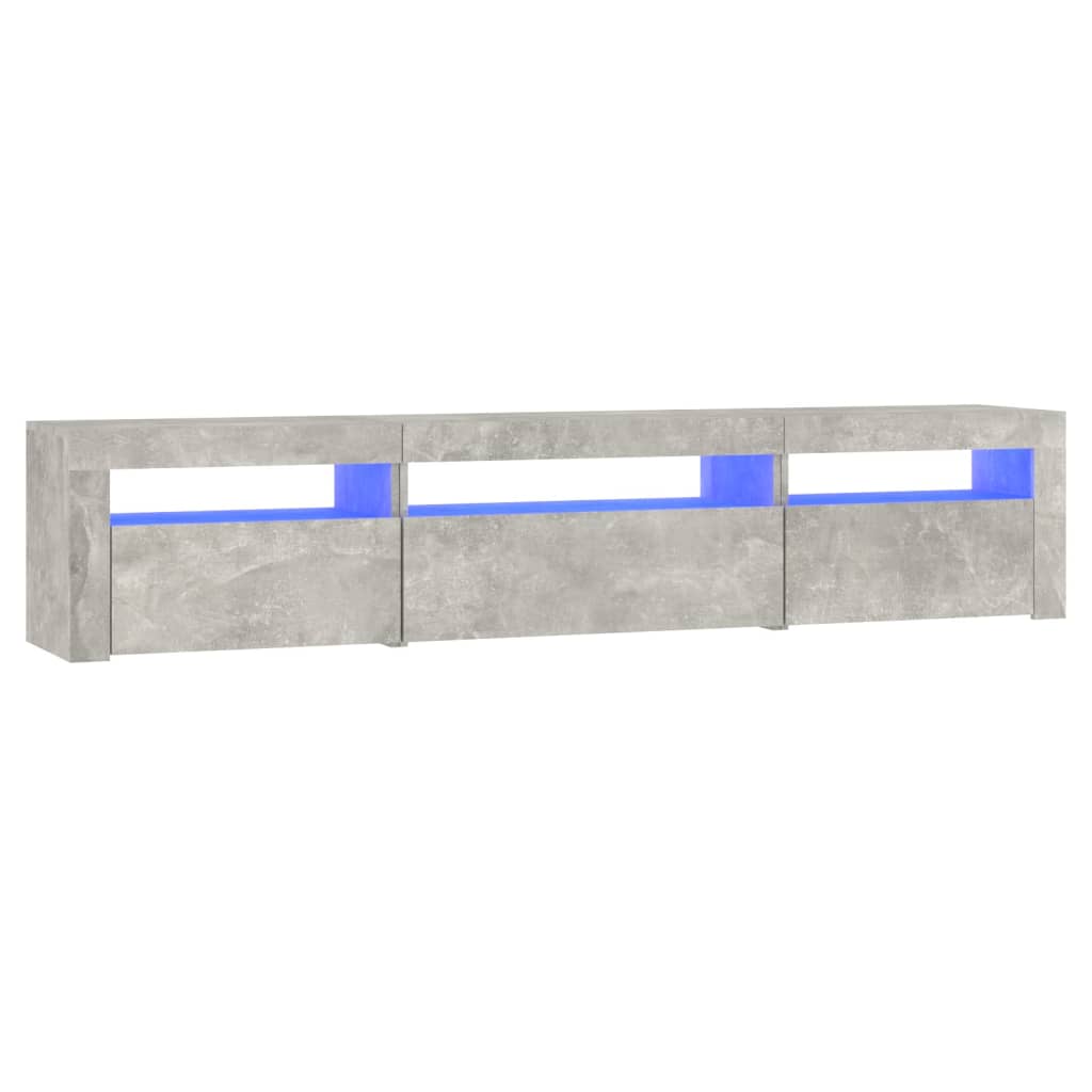 Meuble TV avec lumières LED Gris béton 195x35x40 cm - XIOS