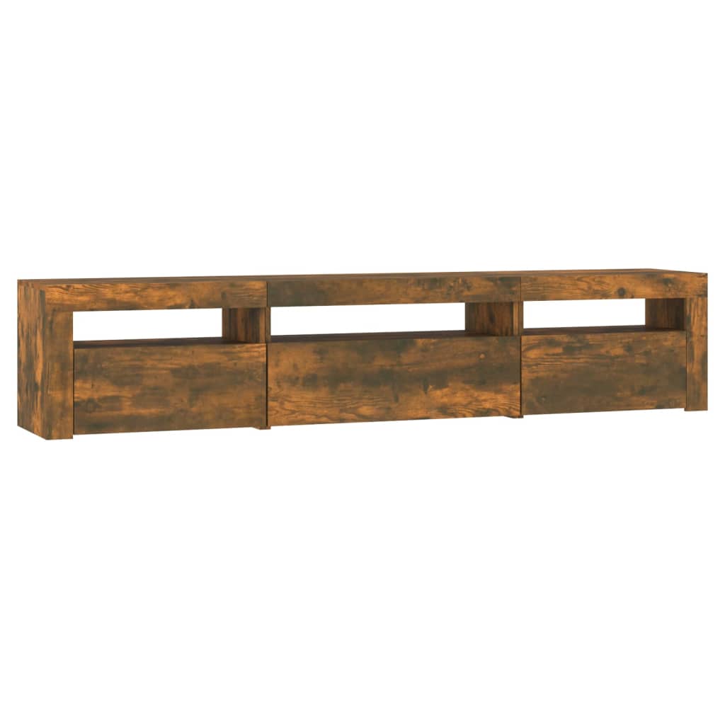 Meuble TV avec lumières LED Chêne fumé 195x35x40 cm - XIOS