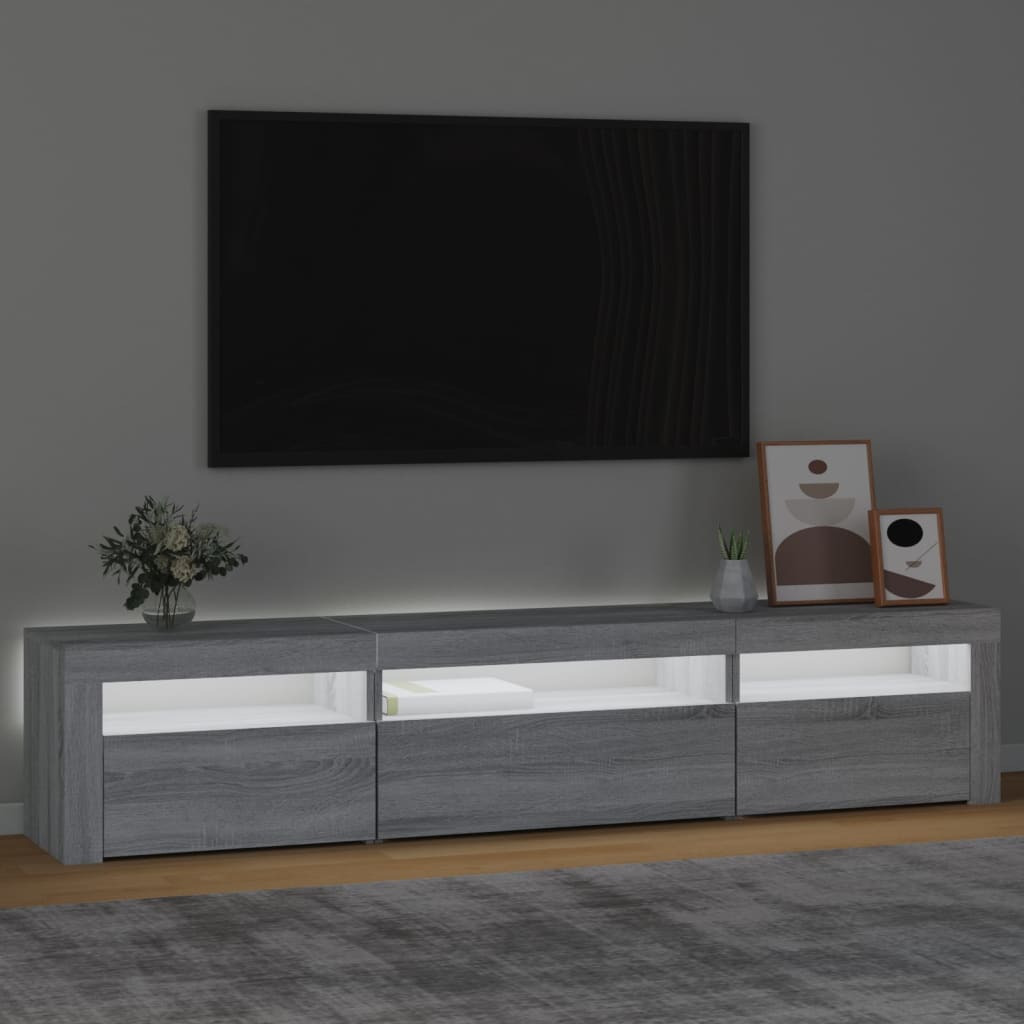 Meuble TV avec lumières LED Sonoma gris 195x35x40 cm - XIOS