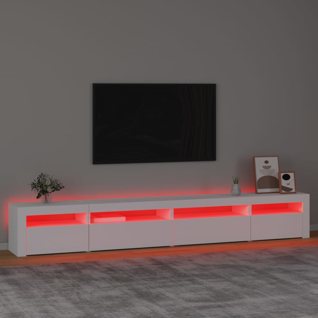 Meuble TV avec lumières LED Blanc 270x35x40 cm - XIOS