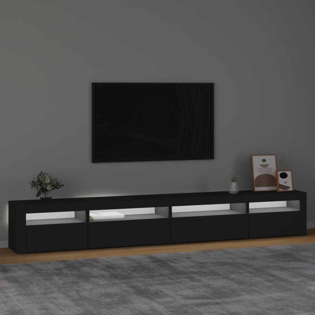 Meuble TV avec lumières LED Noir 270x35x40 cm - XIOS