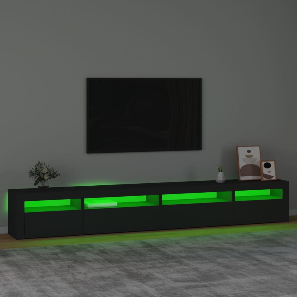 Meuble TV avec lumières LED Noir 270x35x40 cm - XIOS
