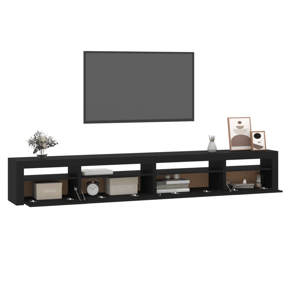 Meuble TV avec lumières LED Noir 270x35x40 cm - XIOS