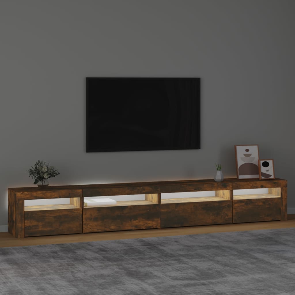 Meuble TV avec lumières LED Chêne fumé 270x35x40 cm - XIOS