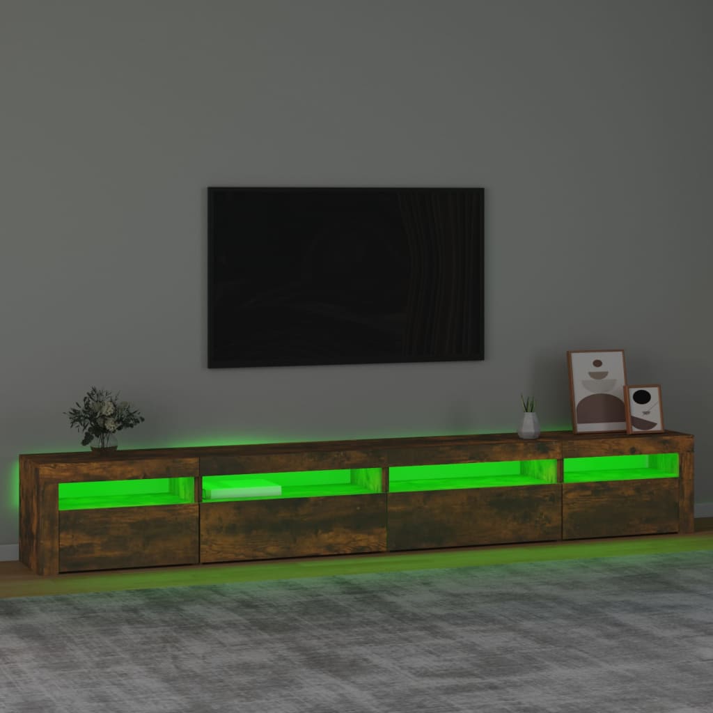 Meuble TV avec lumières LED Chêne fumé 270x35x40 cm - XIOS