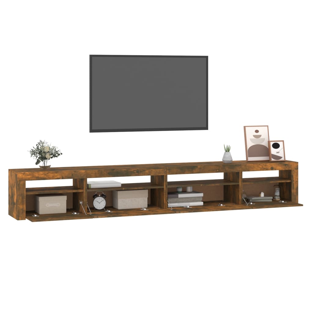 Meuble TV avec lumières LED Chêne fumé 270x35x40 cm - XIOS