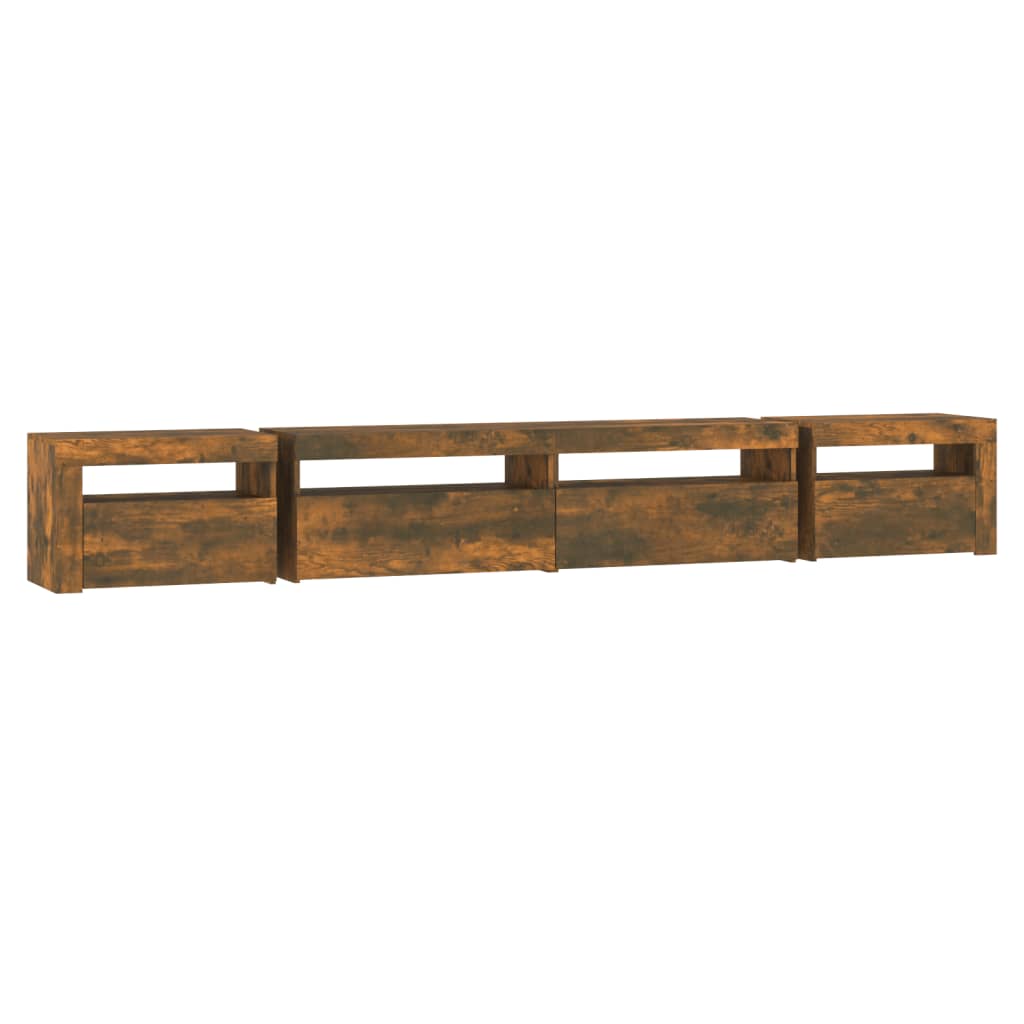 Meuble TV avec lumières LED Chêne fumé 270x35x40 cm - XIOS