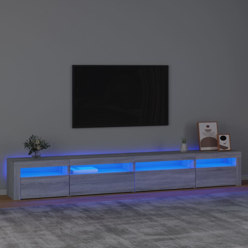 Meuble TV avec lumières LED Sonoma gris 270x35x40 cm - XIOS