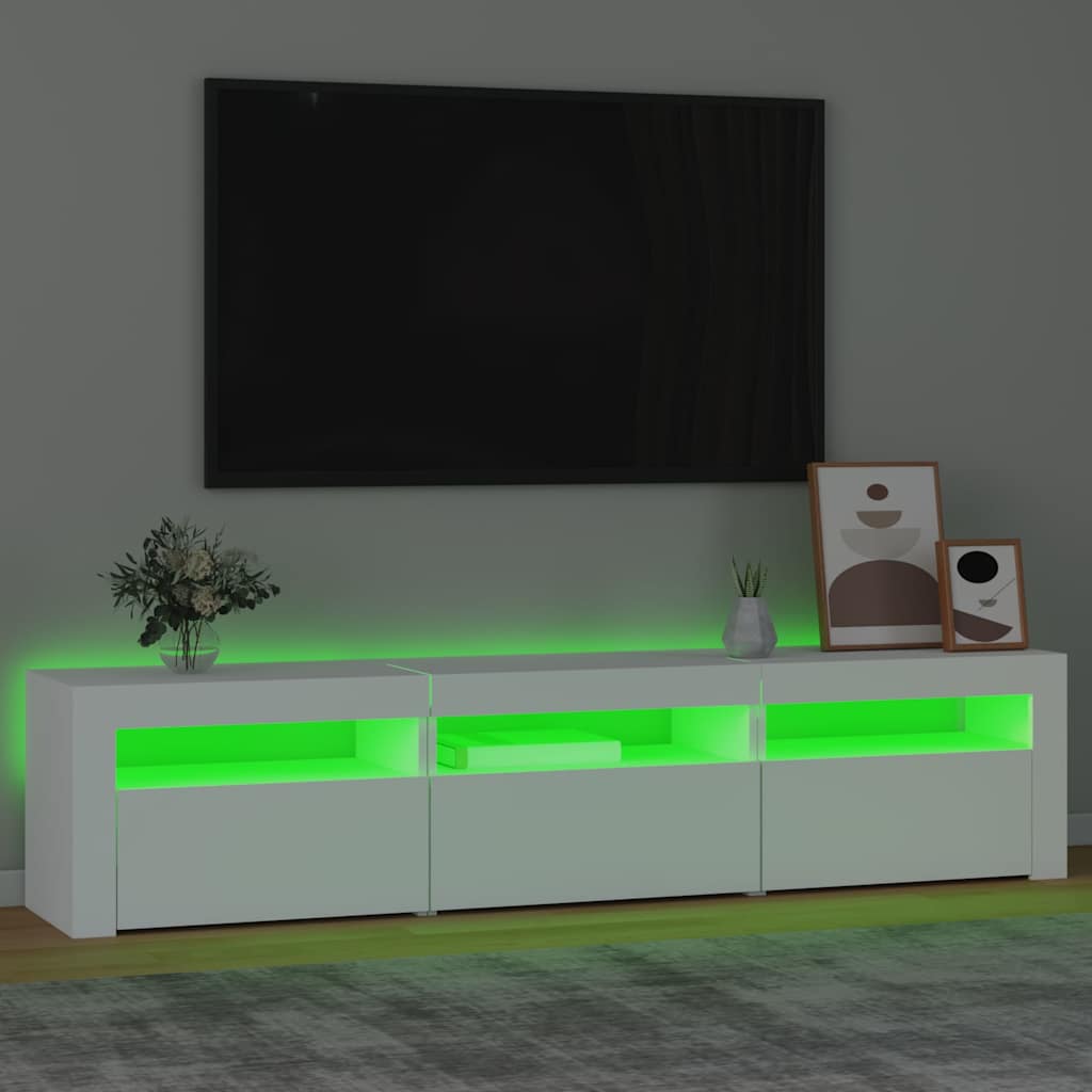 Meuble TV avec lumières LED Blanc 180x35x40 cm - XIOS