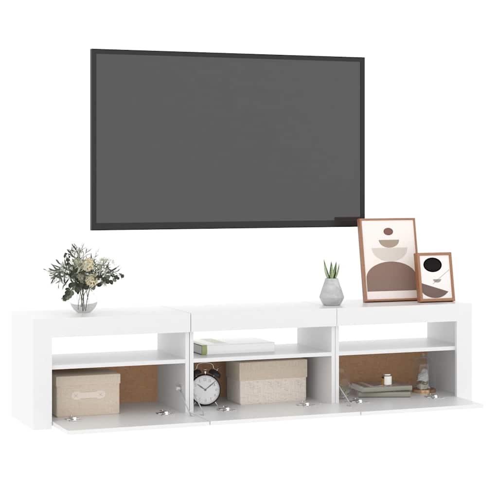 Meuble TV avec lumières LED Blanc 180x35x40 cm - XIOS