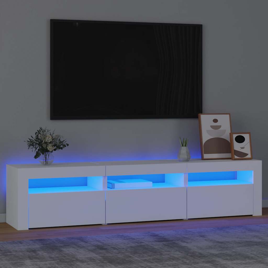 Meuble TV avec lumières LED Blanc 180x35x40 cm - XIOS