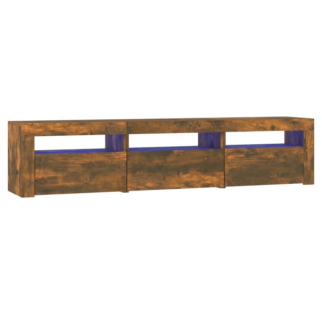 Meuble TV avec lumières LED Chêne fumé 180x35x40 cm - XIOS