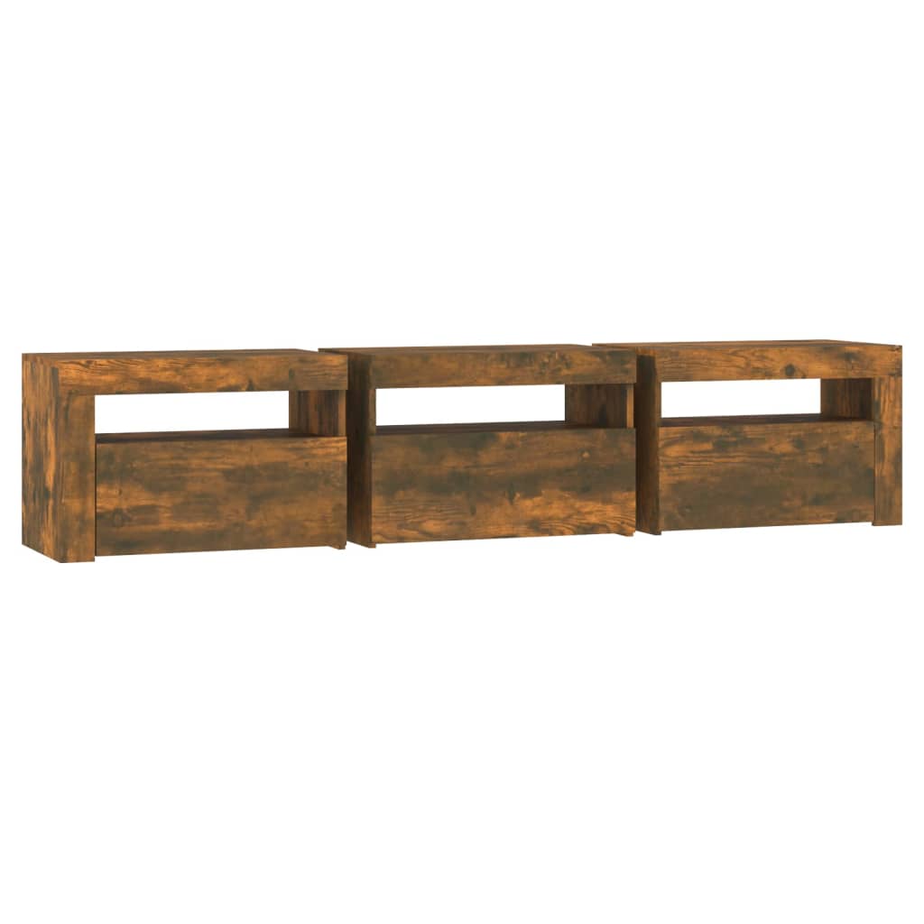 Meuble TV avec lumières LED Chêne fumé 180x35x40 cm - XIOS