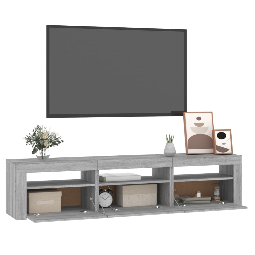 Meuble TV avec lumières LED Sonoma gris 180x35x40 cm - XIOS