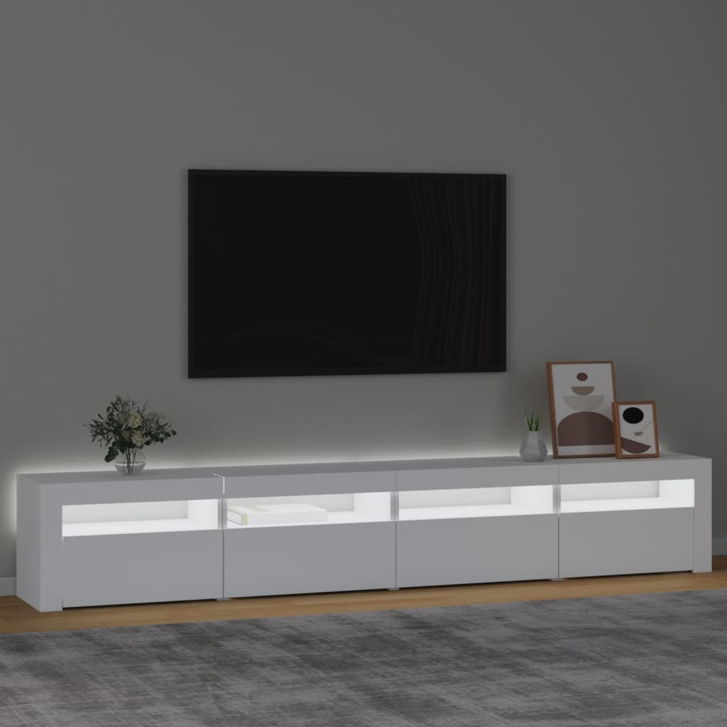 Meuble TV avec lumières LED Blanc 240x35x40 cm - XIOS