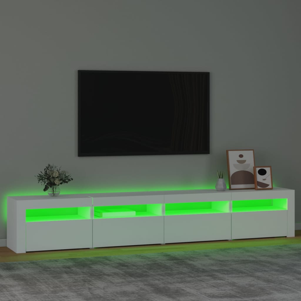 Meuble TV avec lumières LED Blanc 240x35x40 cm - XIOS