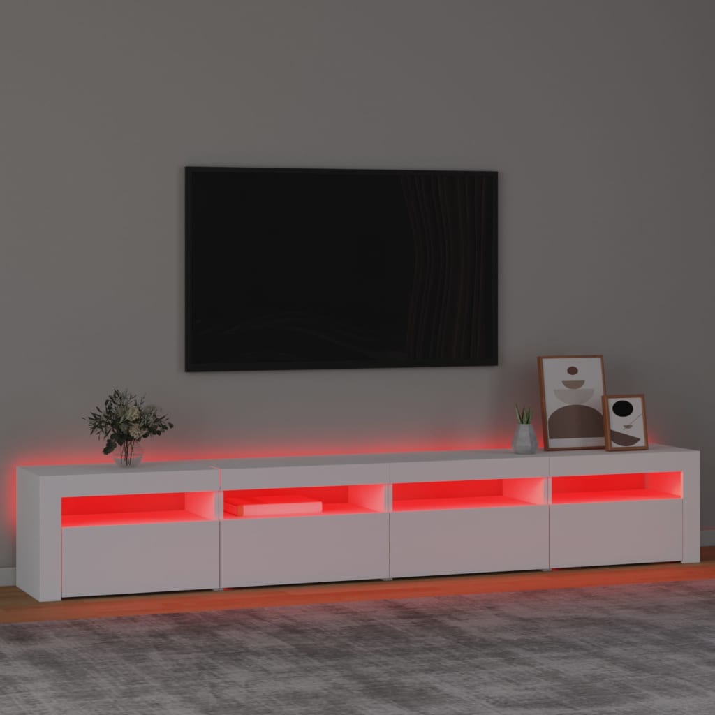 Meuble TV avec lumières LED Blanc 240x35x40 cm - XIOS