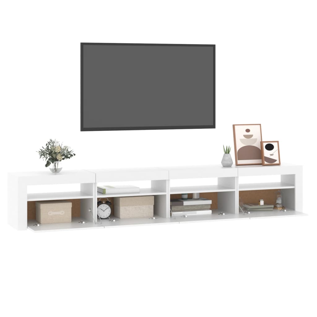 Meuble TV avec lumières LED Blanc 240x35x40 cm - XIOS