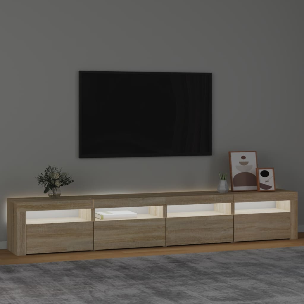 Meuble TV avec lumières LED Chêne sonoma 240x35x40 cm - XIOS