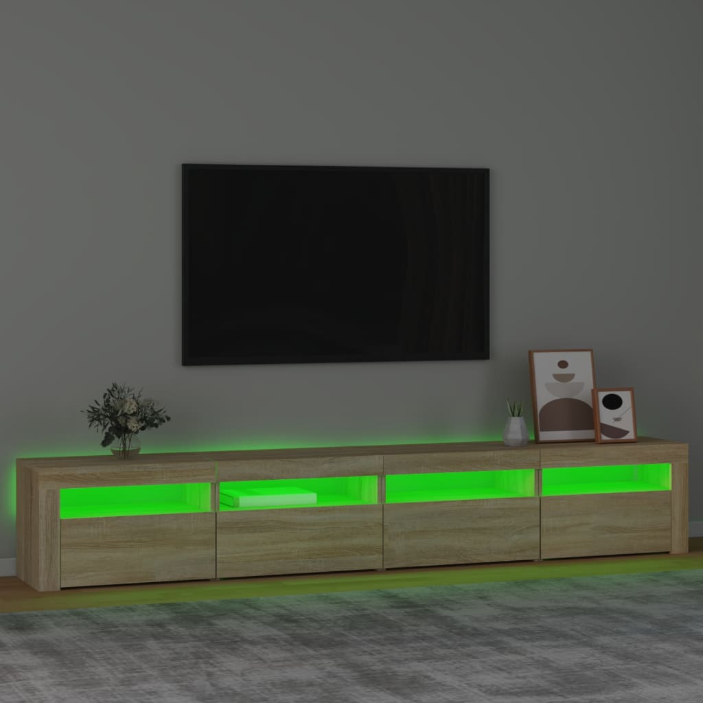 Meuble TV avec lumières LED Chêne sonoma 240x35x40 cm - XIOS