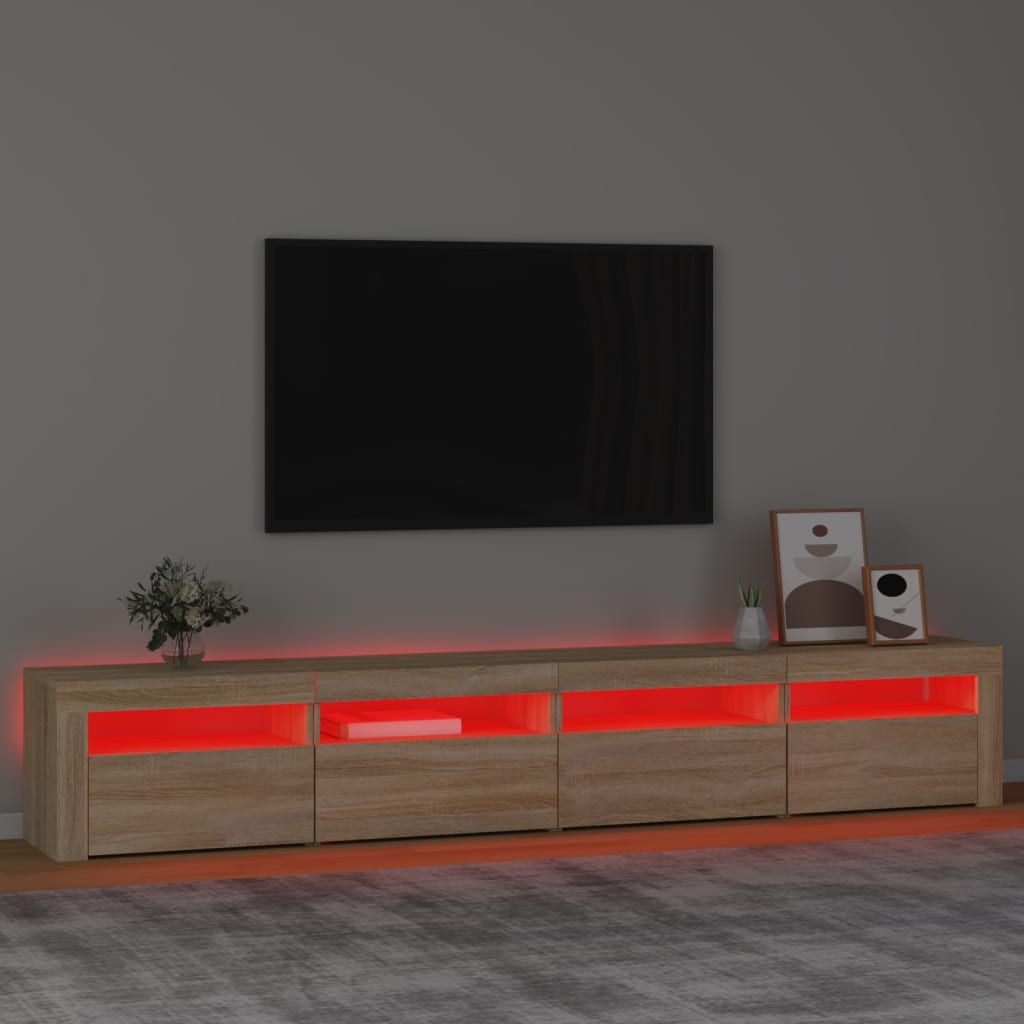 Meuble TV avec lumières LED Chêne sonoma 240x35x40 cm - XIOS