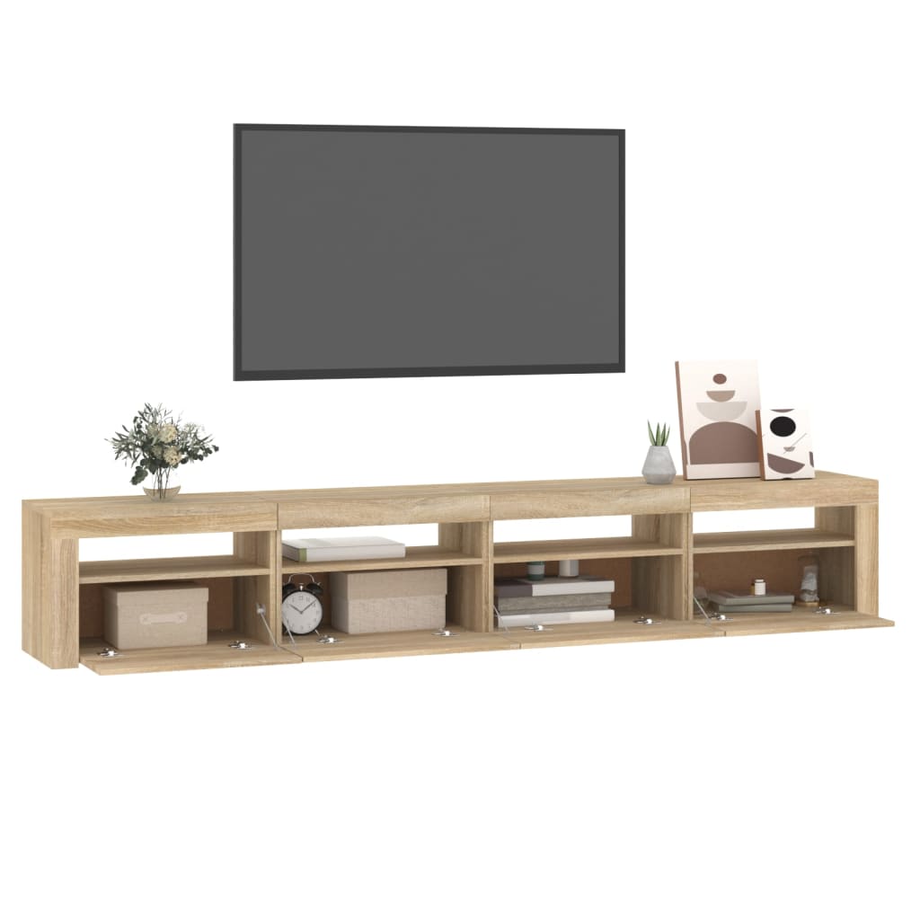 Meuble TV avec lumières LED Chêne sonoma 240x35x40 cm - XIOS