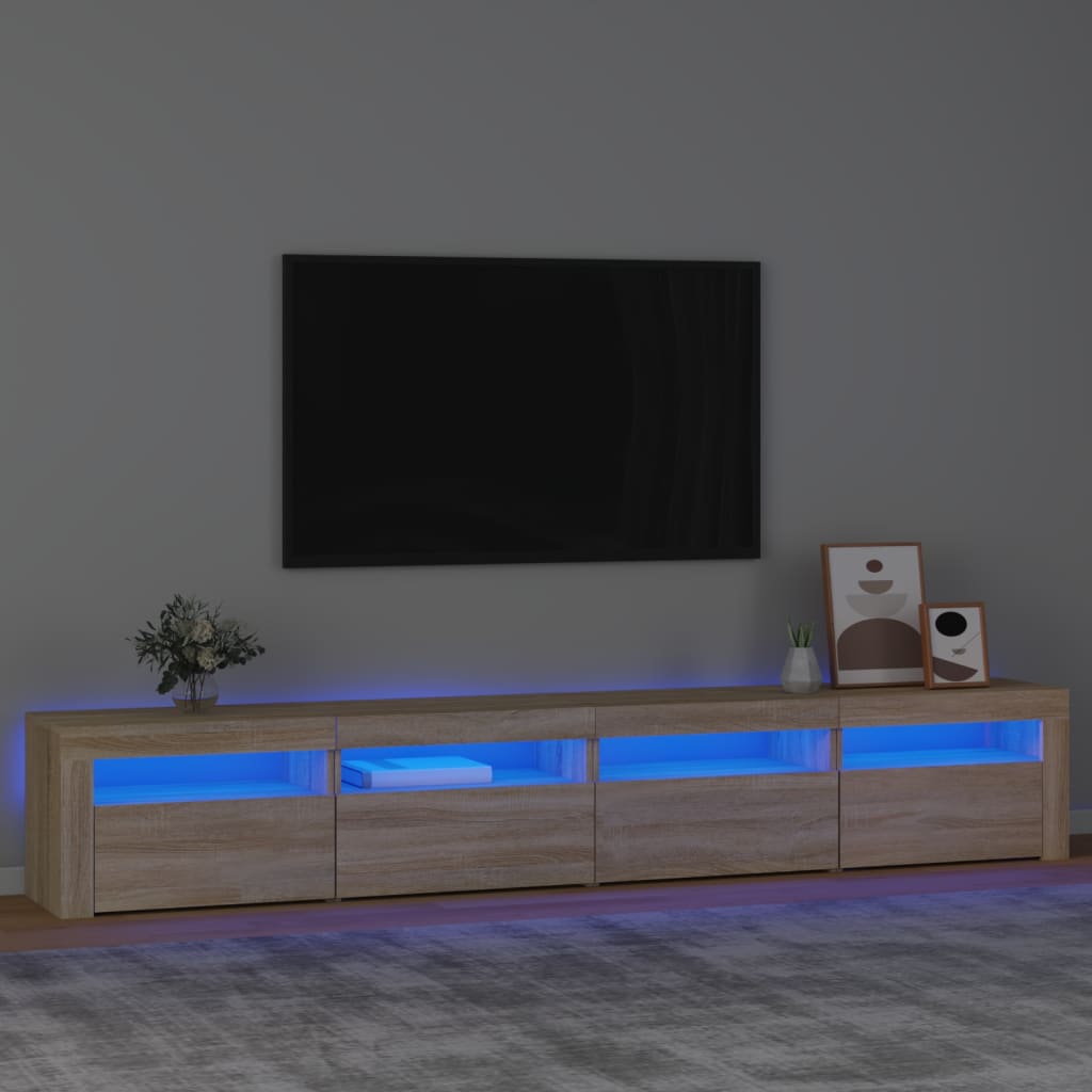 Meuble TV avec lumières LED Chêne sonoma 240x35x40 cm - XIOS