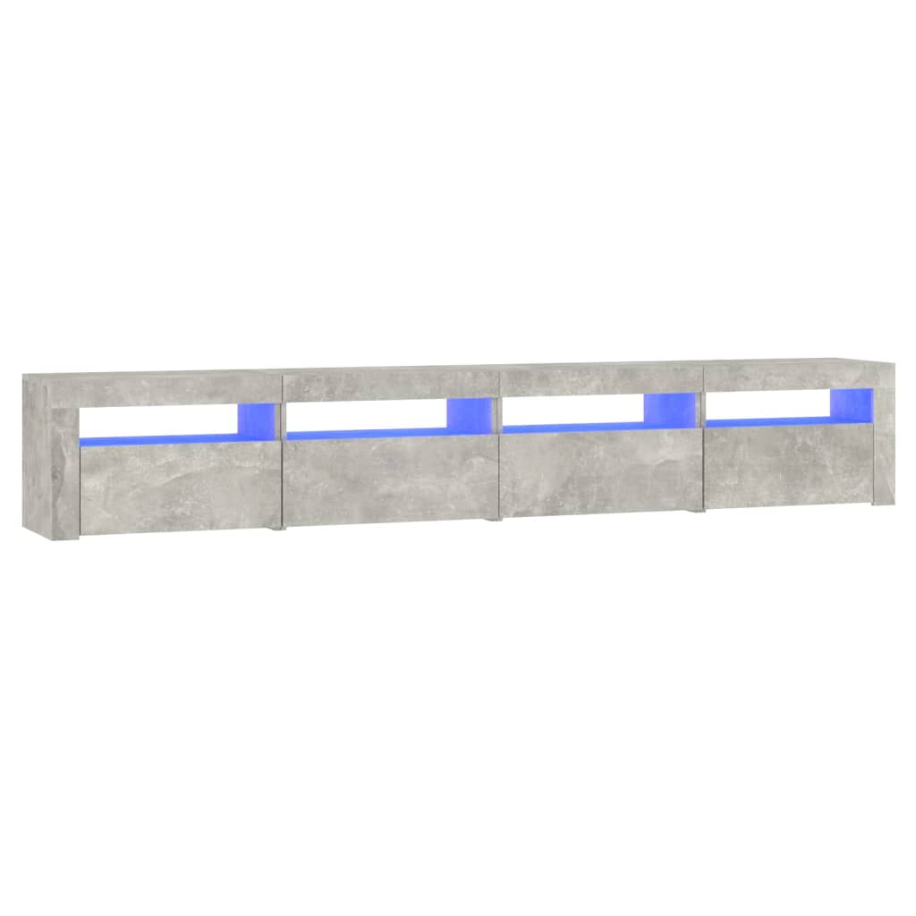 Meuble TV avec lumières LED Gris béton 240x35x40 cm - XIOS