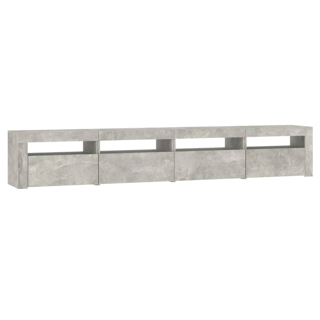 Meuble TV avec lumières LED Gris béton 240x35x40 cm - XIOS