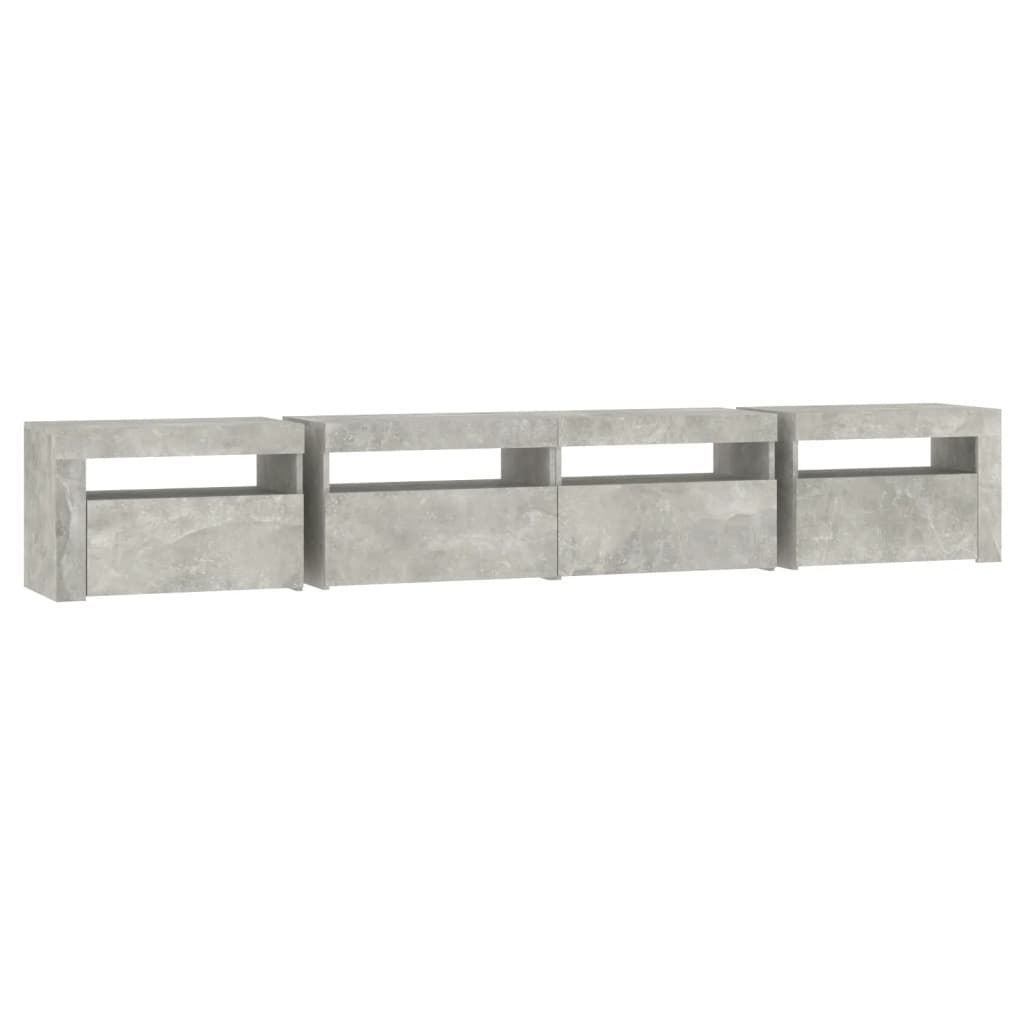 Meuble TV avec lumières LED Gris béton 240x35x40 cm - XIOS