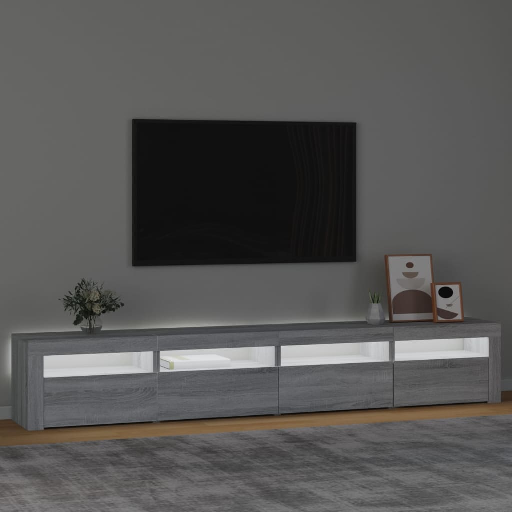Meuble TV avec lumières LED Sonoma gris 240x35x40 cm - XIOS