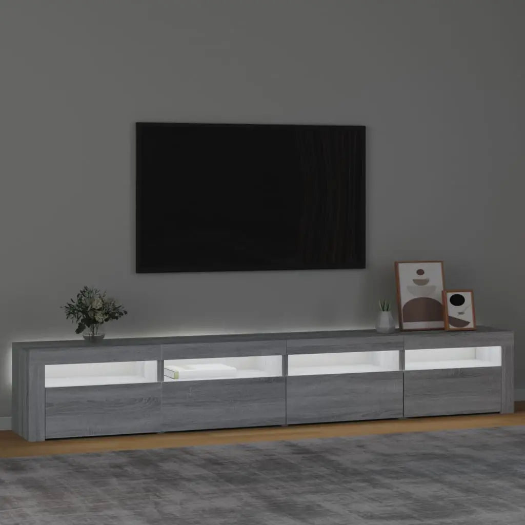 Meuble TV avec lumières LED Sonoma gris 240x35x40 cm - XIOS
