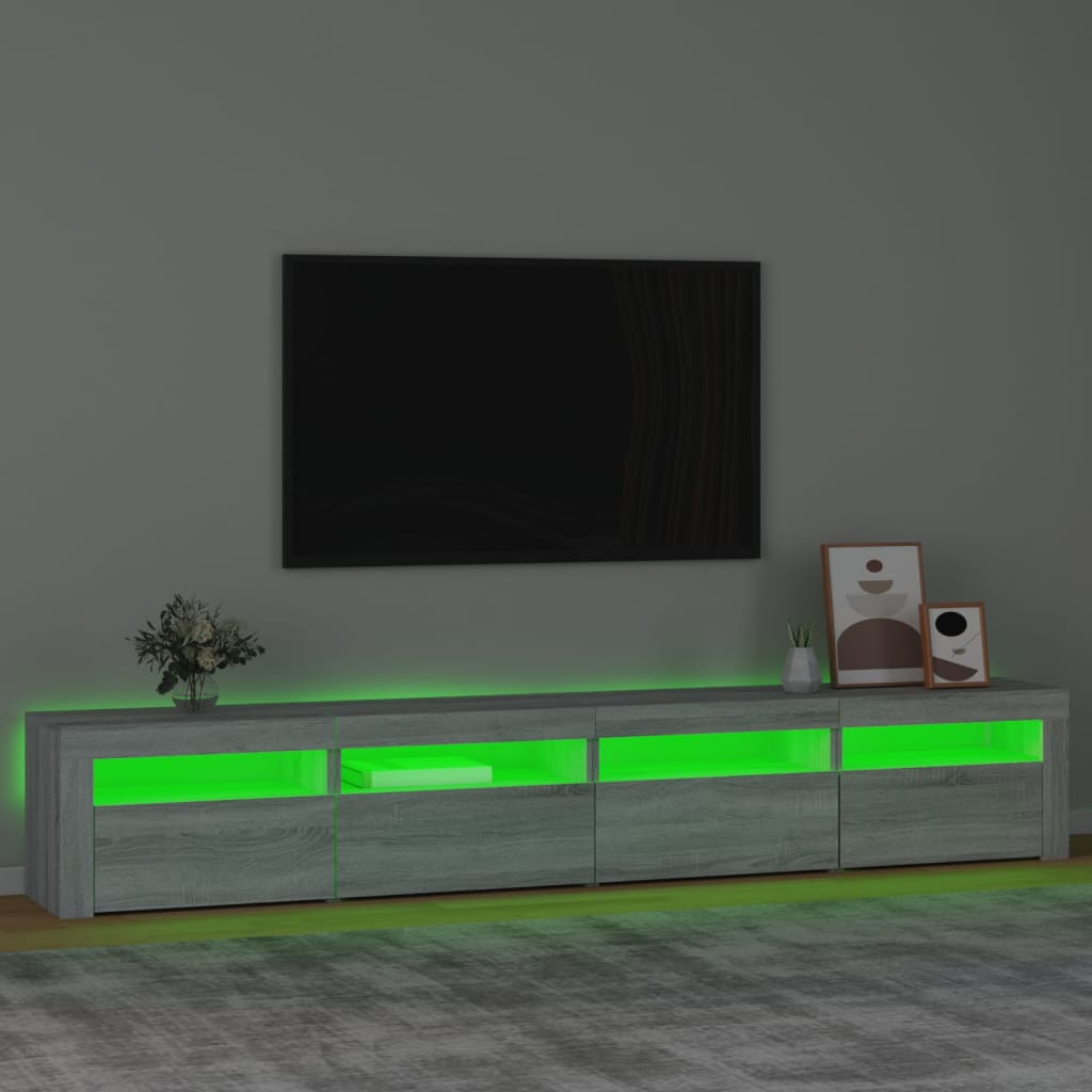 Meuble TV avec lumières LED Sonoma gris 240x35x40 cm - XIOS