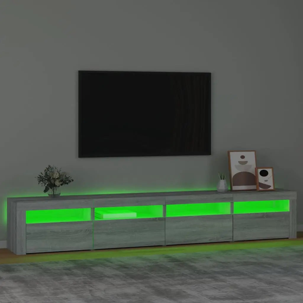 Meuble TV avec lumières LED Sonoma gris 240x35x40 cm - XIOS