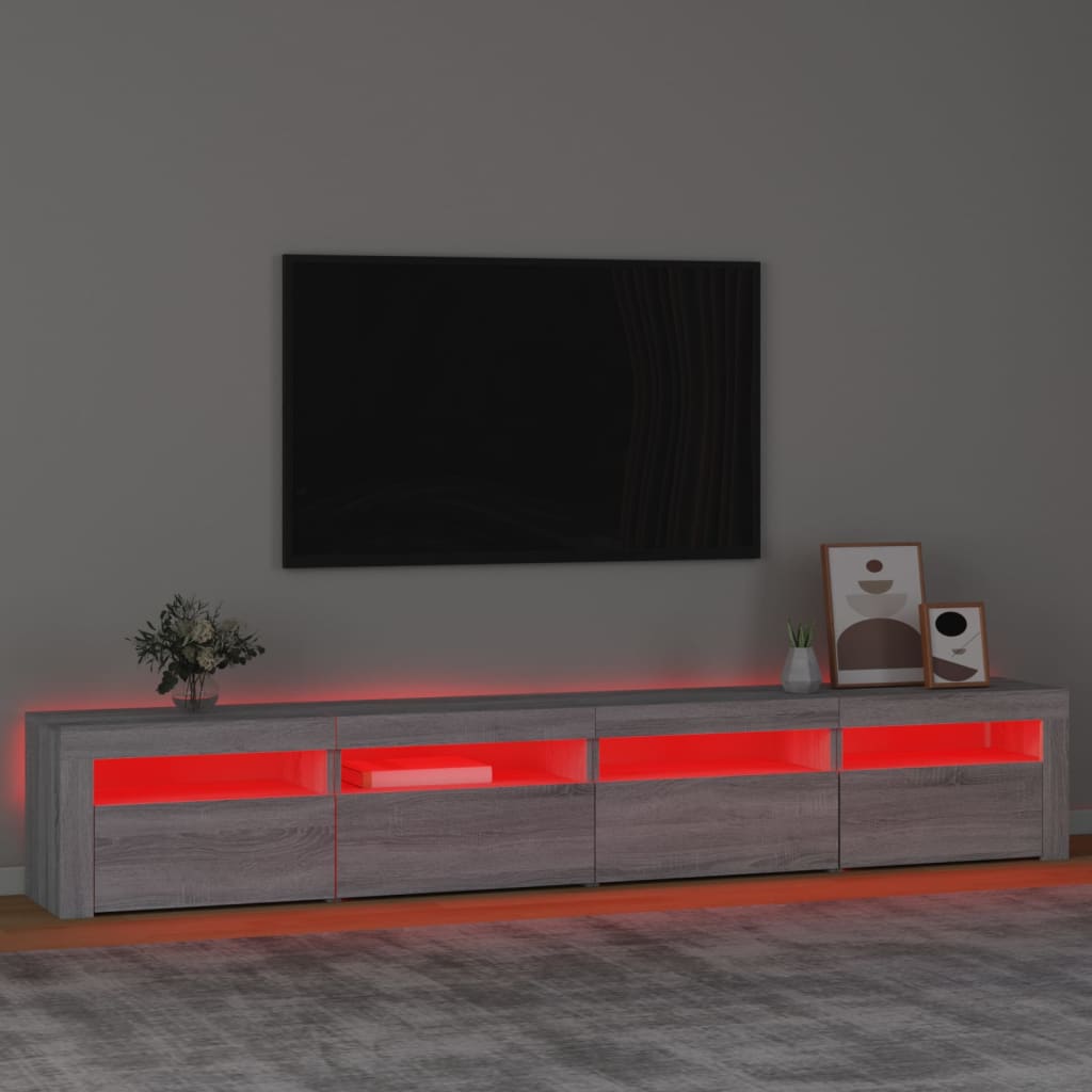Meuble TV avec lumières LED Sonoma gris 240x35x40 cm - XIOS