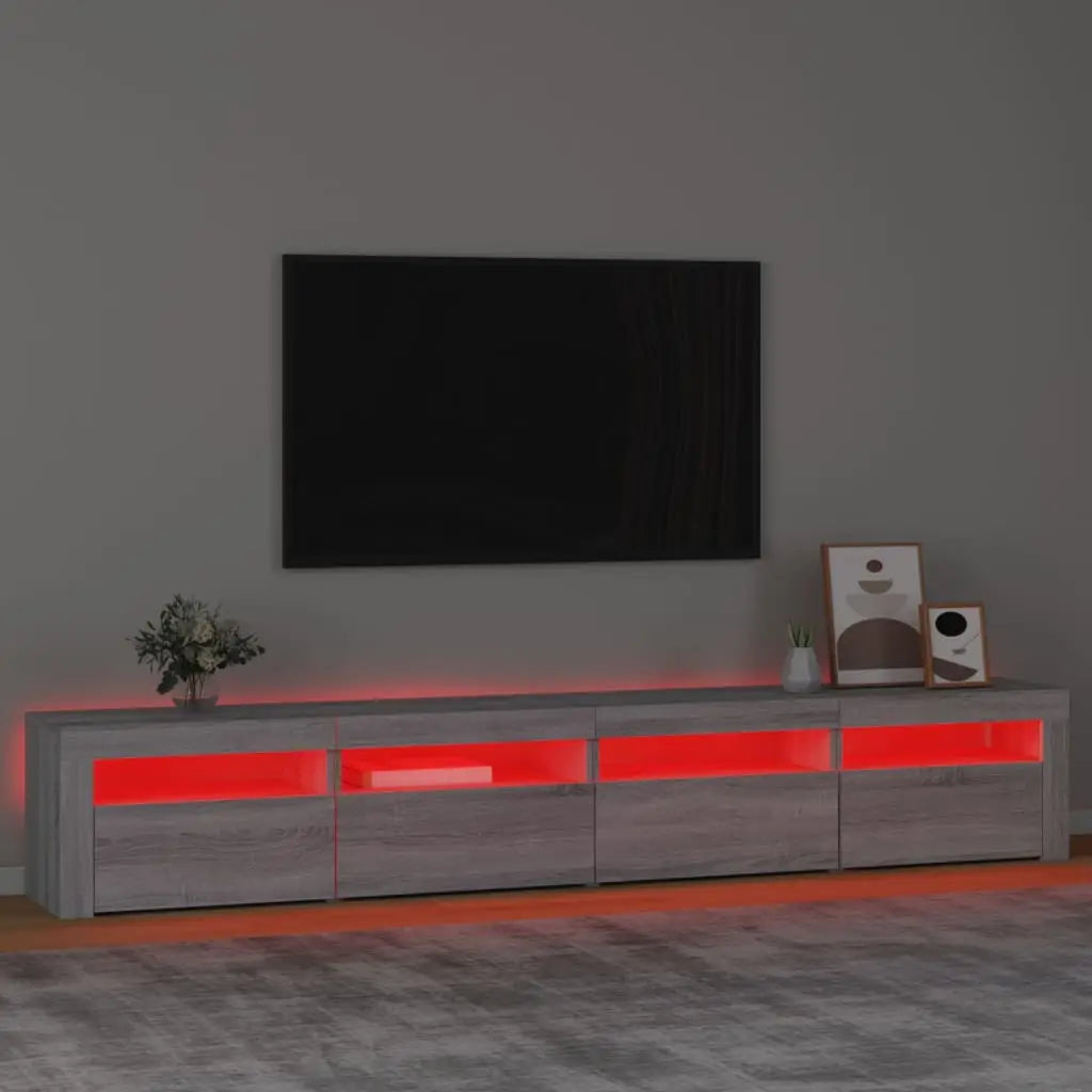 Meuble TV avec lumières LED Sonoma gris 240x35x40 cm - XIOS