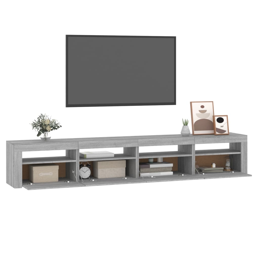 Meuble TV avec lumières LED Sonoma gris 240x35x40 cm - XIOS