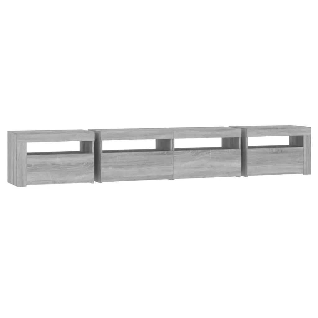 Meuble TV avec lumières LED Sonoma gris 240x35x40 cm - XIOS