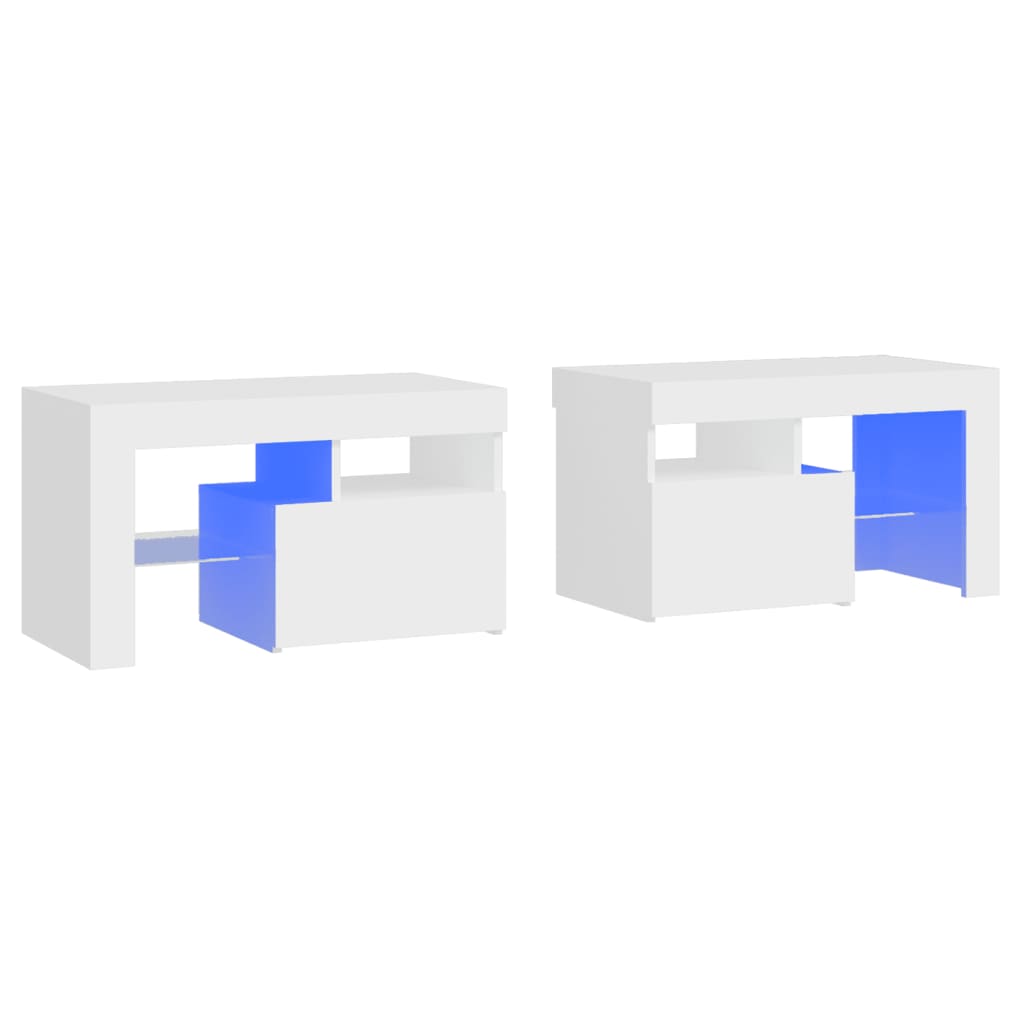 Tables de chevet 2 pcs et lumières LED Blanc 70x36,5x40 cm - XIOS