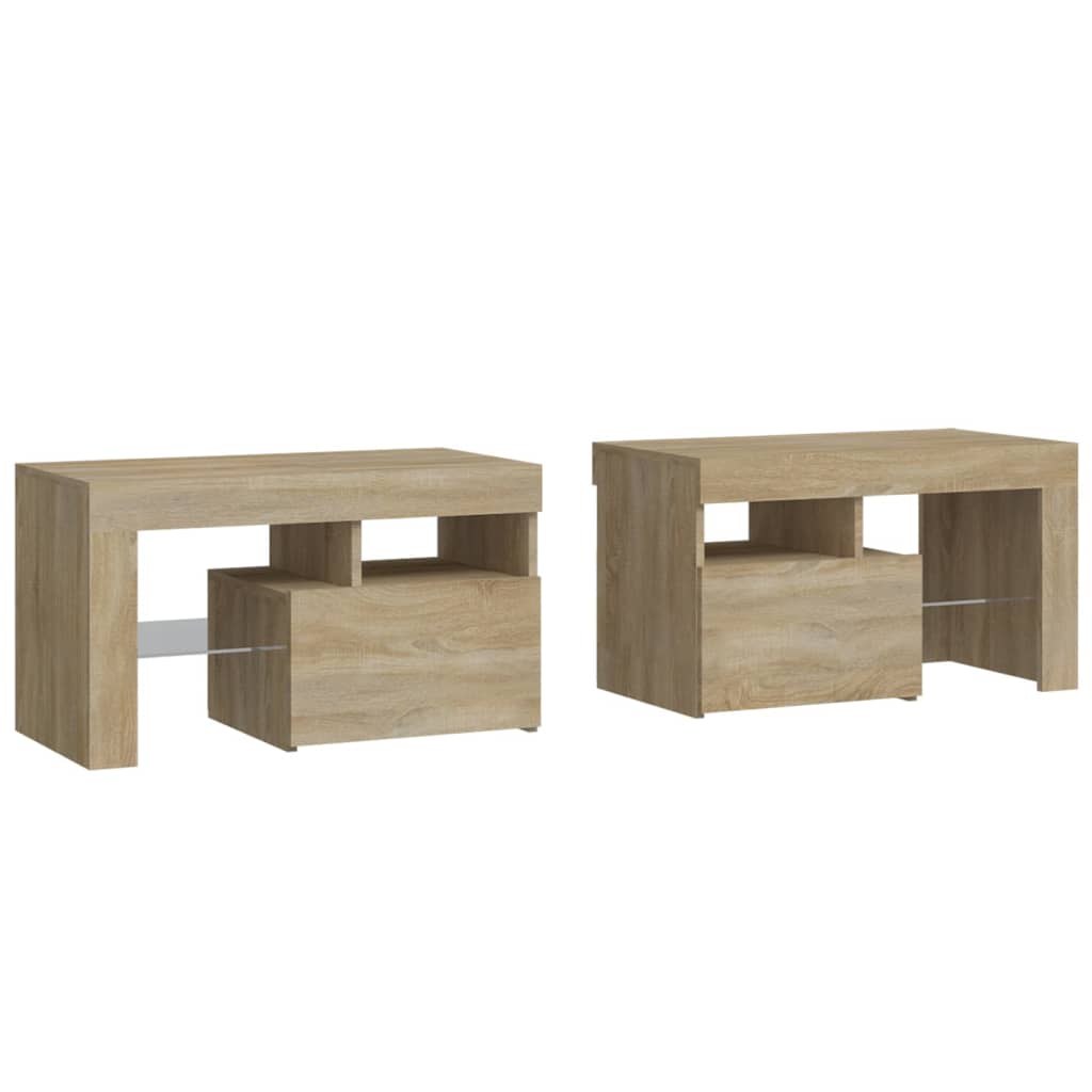Tables de chevet 2 pcs lumières LED Chêne sonoma 70x36,5x40 cm - XIOS