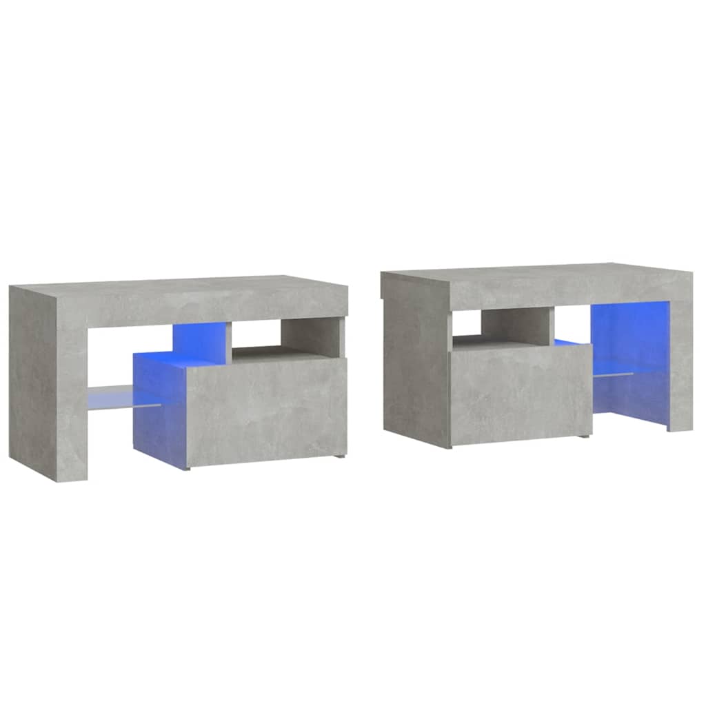 Tables de chevet 2 pcs et lumières LED Gris béton 70x36,5x40 cm - XIOS