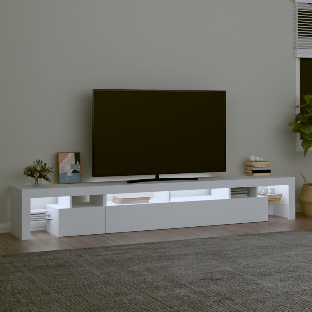 Meuble TV avec lumières LED Blanc 260x36,5x40 cm - XIOS