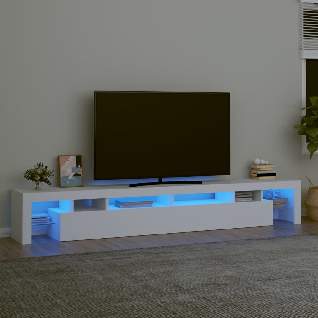Meuble TV avec lumières LED Blanc 260x36,5x40 cm - XIOS