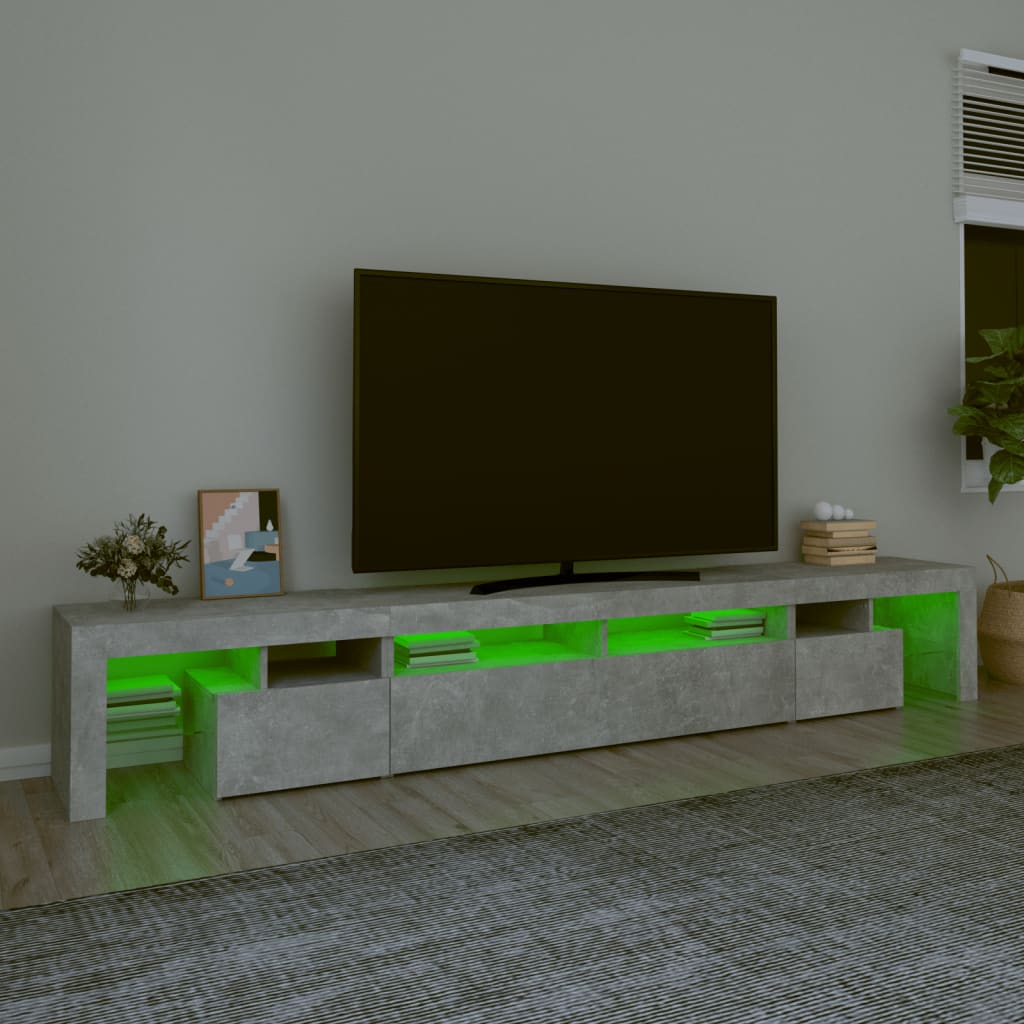 Meuble TV avec lumières LED Gris béton 260x36,5x40 cm - XIOS