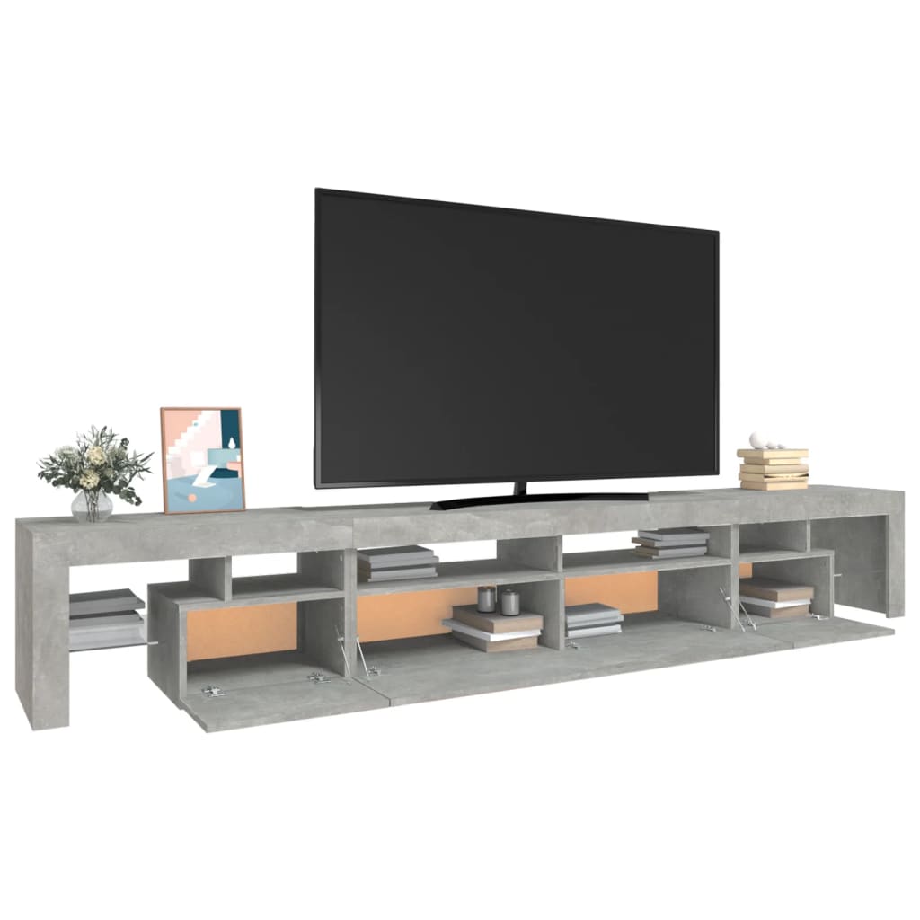 Meuble TV avec lumières LED Gris béton 260x36,5x40 cm - XIOS