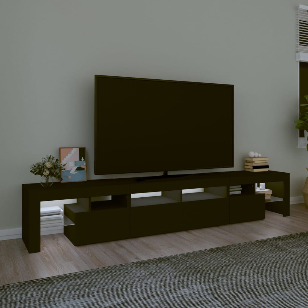 Meuble TV avec lumières LED Noir 230x36,5x40 cm - XIOS