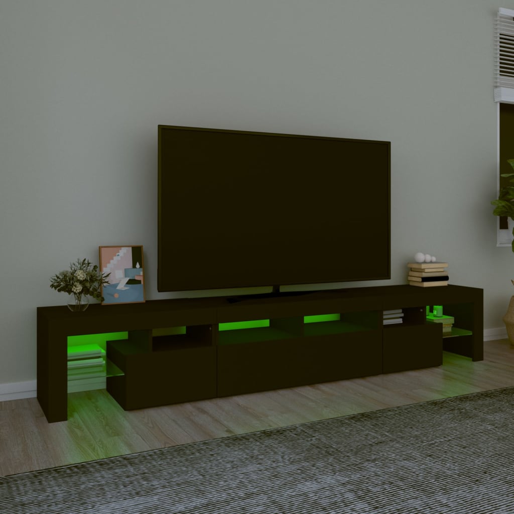 Meuble TV avec lumières LED Noir 230x36,5x40 cm - XIOS